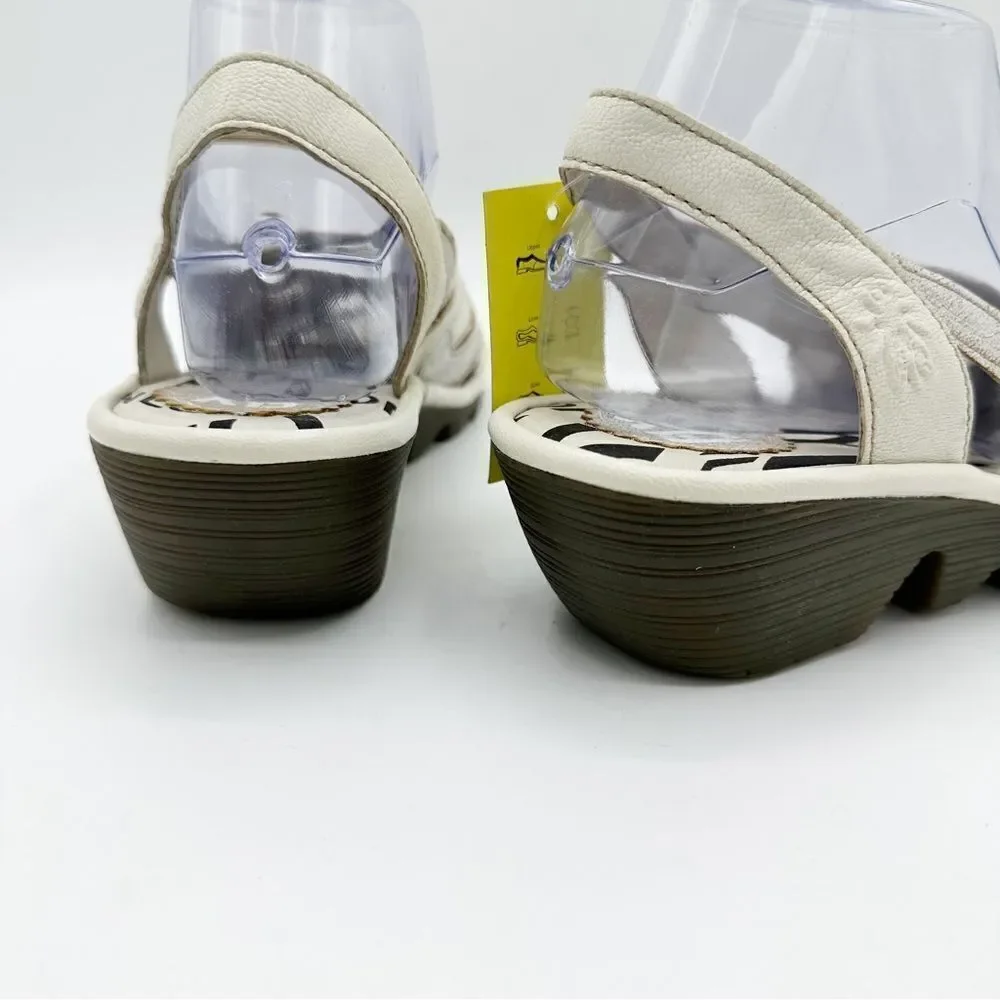 FLY London  Pearl/Off-White Cool/Mousse 39 (US Women's 8.5) Wedge Comfort Sandal
